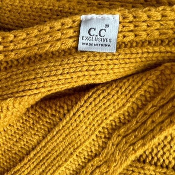 C.C Exclusives Knit Yellow Mustard Shawl Scarf, 76"x19" - Picture 4 of 5
